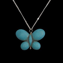 Vintage 18K GP Turquoise Butterfly Necklace