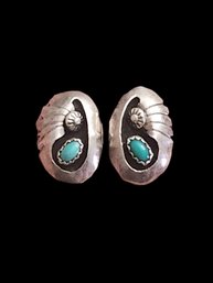 Vintage Native American Sterling Silver Turquoise Earrings