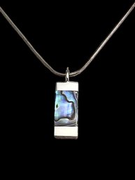 Vintage Sterling Silver Abalone Necklace