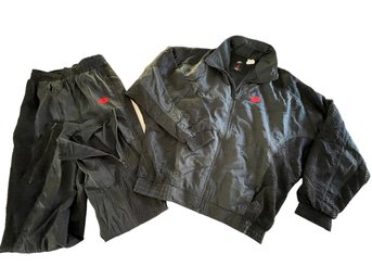 NWOT Vtg NIKE Michael Jordan Air Flight Track Warm-up Suit BLACK W/BLACK Mesh Sz M