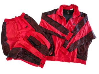 NWOT Vtg NIKE Michael Jordan Air Flight Track/Warm-Up Suit RED W/ BLACK MESH (Lot #2) Sz. M