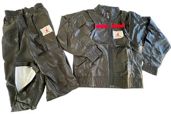 NWOT Vtg NIKE Shiny Michael Jordan Air Flight Track/Warm-Up Suit BLACK W/RED BAND Chest & Back Sz M (READ DES)