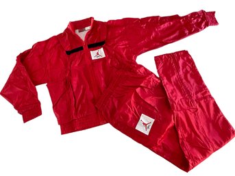 Vtg NWOT NIKE Michael Jordan Flight Red/on Red (NO MESH- ALL FABRIC) Rack/warm-up Suit Sz. M