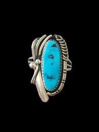 Vintage Navajo Native American Sterling Silver Turquoise Ring, Size 7