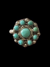 Vintage Native American Sterling Silver Turquoise Ring, Size 5