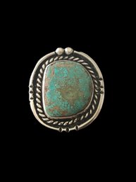 Vintage Native American Sterling Silver Turquoise Ring, Size 5