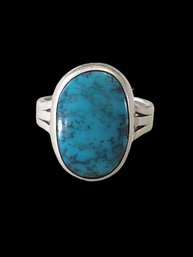 Vintage Native American Sterling Silver Turquoise Ring, Size 4