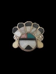 Vintage Native American Sterling Silver Zuni Ring, Size 8