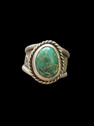 Vintage Native American Sterling Silver Turquoise Ring, Size 6