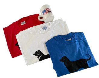 NWOT Vtg Lot Of 3 'the Black Dog' Martha's Vineyard T-shirts: 2-1992, 1997 Red, White & Blue! Sz L & MUG!!