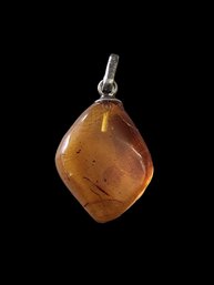 Vintage Sterling Silver Amber Pendant