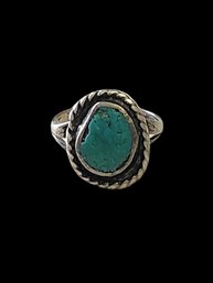 Vintage Native American Sterling Silver Turquoise Ring, Size 4