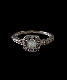 Vintage Sterling Silver Marcasite Aquamarine Stone Ring, Size 7