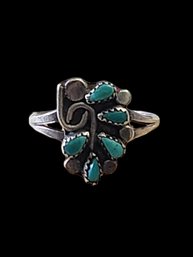 Vintage Native American Sterling Silver Turquoise Ring, Size 6