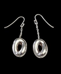 Vintage Italian Sterling Silver Puffy Dangle Earrings