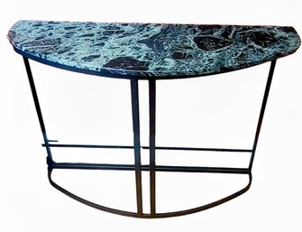 Green Marble Demilune Table On Wrought Iron Legs (1 Of 2)