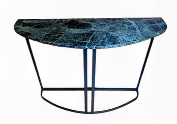 Green Marble Demilune Table On Wrought Iron Legs ( 2 Of) 2