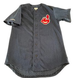 NWOT Majestic Jersey Button Down Chief Wahoo Cleveland Indians Sz.M