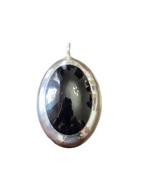 Vintage Sterling Silver Taxco Mexico Onyx Pendant