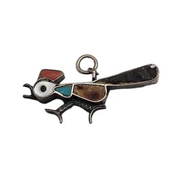 Vintage Native American Sterling Silver Roadrunner Pendant