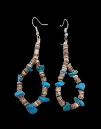 Beautiful Vintage Native American Turquoise Coral Earrings