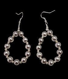 Beautiful Silver Ball Hoop Earrings