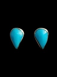 Vintage Sterling Silver Turquoise Stud Earrings