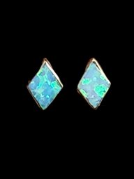 Gorgeous Vintage Sterling Silver Opal Stud Earrings