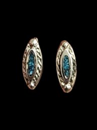 Vintage Turquoise Inlay Stud Earrings