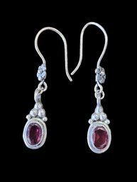 Vintage Sterling Silver Ruby Earrings