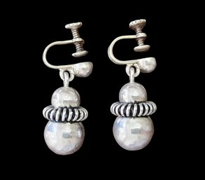 Vintage Sterling Silver Screw On Earrings