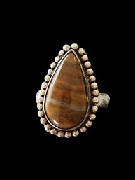 Vintage Brown Agate Stone Ring, Size 10