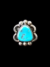 Vintage Navajo Native American Sterling Silver Turquoise Pin