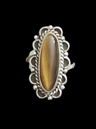 Vintage Sterling Silver Tiger Eye Ring, Size 8