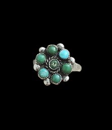 Vintage Native American Sterling Silver Turquoise Ring, Size 6