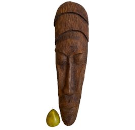 Tall Vintage Carved Signed Haitian Tribal Mask Circa 1960
