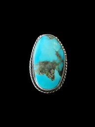 Vintage Native American Sterling Silver Turquoise Ring, Size 6