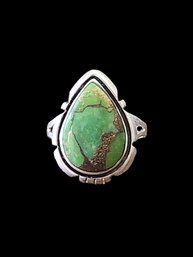 Vintage Native American Sterling Silver Green Turquoise  Ring, Size 6