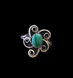 Vintage Sterling Silver Malachite Ring, Size 7