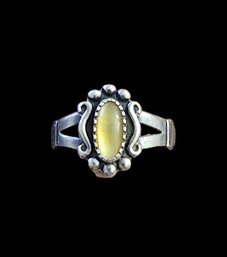 Vintage Native American Sterling Silver Citrine Color Ring, Size 4