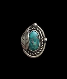 Vintage Native American Sterling Silver Turquoise Ring, Size 7.5