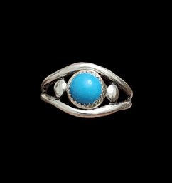 Vintage Native American Sterling Silver Turquoise Ring, Size 6