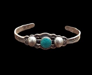 Old Vintage Sterling Silver Native American Turquoise Bracelet