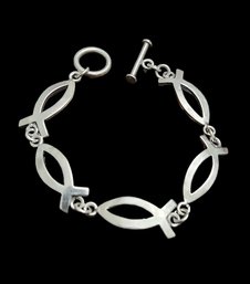 Vintage Sterling Silver Christian Fish Bracelet