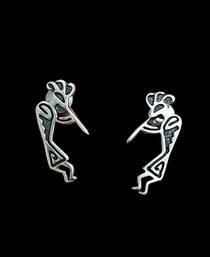 Vintage Native American Sterling Silver Kokopelli Earrings