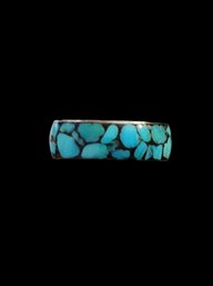 Gorgeous Vintage Sterling Silver Turquoise Full Wrap Ring, Size 8