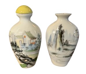 Pair Of Detailed Asian Snuff Bottles