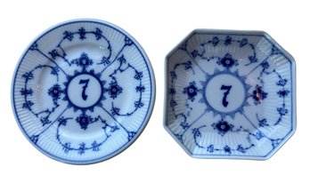 Pair Of Royal Copenhagen Blue Fluted Plates