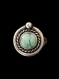 Vintage Native American Sterling Silver Turquoise Ring, Size 6.5