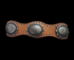 Vintage Sterling Silver Leather Concho Bracelet